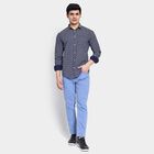 Men's Cotton Casual Shirt, मध्यम नीला, small image number null